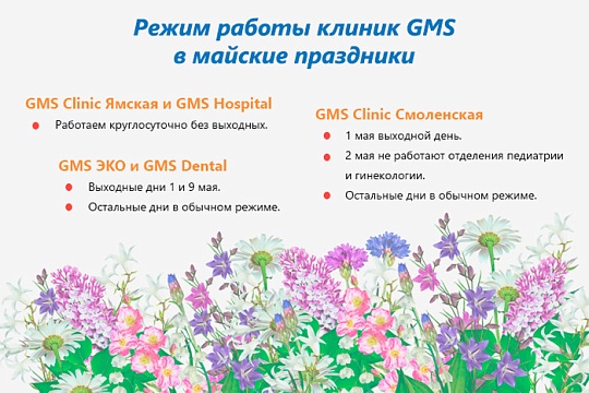 Режим работы GMS Dental во время майских праздников